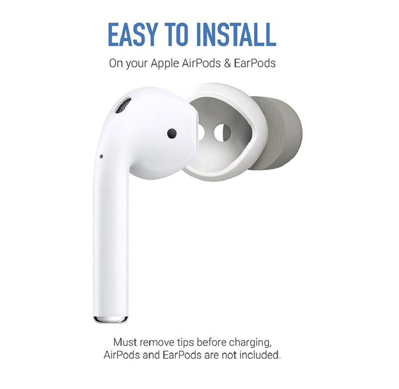 Comply SoftCONNECT | Foam Replacement Earbud Tips for Apple AirPods 1 & 2, Earpods, Most Generic Models of Comparable Size | Gray, Large (2 Pairs) - Image 3
